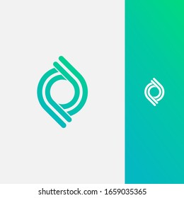 linear letter pq initial vector logo template