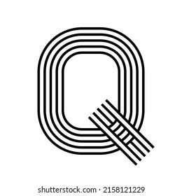 Linear letter Q modern icon. Alphabet line and Q herb intertwining design. Logo, corporate identity, app, Creative banner and more. Creative geometric line.