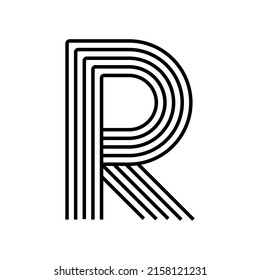 Linear letter R modern icon. Alphabet line and R herb intertwining design. Logo, corporate identity, app, Creative banner and more. Creative geometric line.