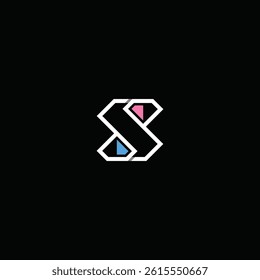Linear Letter S Diamonds Logo with Black Background