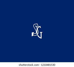 Linear Letter SG Linked Minimalist Modern Monogram Logo Blue Background