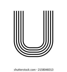 Linear letter U modern icon. Alphabet line and U herb intertwining design. Logo, corporate identity, app, Creative banner and more. Creative geometric line.
