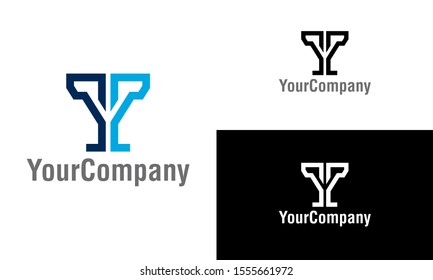 Linear letter Y logo template design. Creative vector emblem, for icon or design concept. Creative letter Y logo template design.