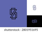Linear Letter Z or ZS Monogram Template Design. Letters Z8 Monogram. 
