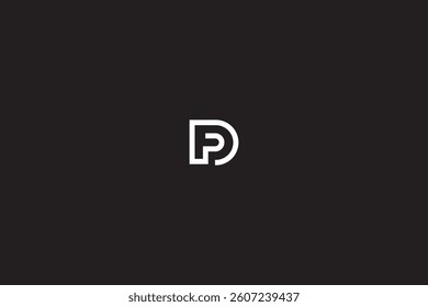 Linear Letters FD or PD or PF Monogram Logo with Black Background. 