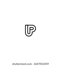 Linear Letters UP Heart Logo, Minimalist Modern Love Monogram Design isolated with white background. 
