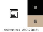 Linear Letters PS or SP or P5 Logo Design Template. Framed Letters SP Logo Idea. 