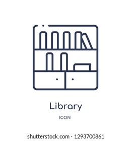 Linear library icon from Education outline collection. Thin line library icon vector isolated on white background. library trendy illustration