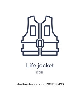Linear life jacket icon from General outline collection. Thin line life jacket icon isolated on white background. life jacket trendy illustration