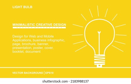 Linear Light bulb. Light bulb on yellow background. Electricity design for Web and Mobile Applications, business infographic, page, brochure, banner, presentation, poster, cover, booklet, document.