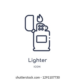 Linear lighter icon from Camping outline collection. Thin line lighter vector isolated on white background. lighter trendy illustration