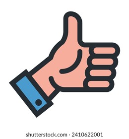 linear like icon. the hand gives a thumbs up. flat vector illustration.