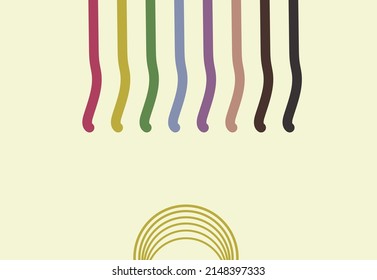 Linear Line Pattern Rainbow Colour with Yellow Background 