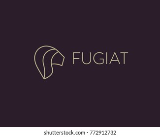 Linear lion head vector logo design template. African animal face logotype.
