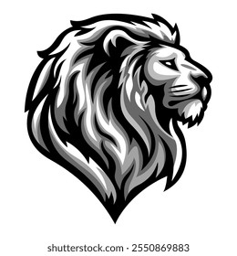 Linear lion logo. Vector illustration. A template for the design of games, clothes and corporate identity. 