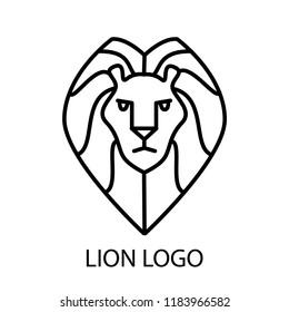 Linear lion, vector. Animal icon logo design. Lion’s head illustration