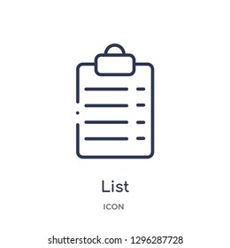 Linear list icon from Customer service outline collection. Thin line list icon vector isolated on white background. list trendy illustration