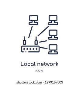 Linear local network icon from Internet security and networking outline collection. Thin line local network icon isolated on white background. local network trendy illustration
