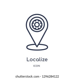 Linear localize icon from Delivery and logistic outline collection. Thin line localize icon vector isolated on white background. localize trendy illustration
