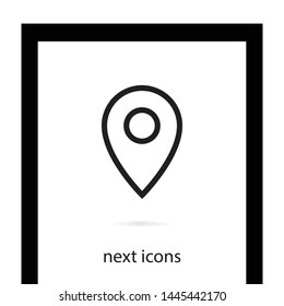 A linear location and navigation symbol and mark on the map icon.A sign of a route. An illustration of gps navigation and coordinates . The signn of location.