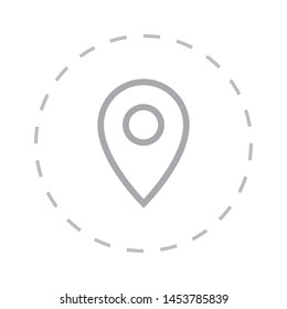 A linear location and navigation symbol and mark on the map icon.A sign of a route. An illustration of gps navigation and coordinates . The signn of location.