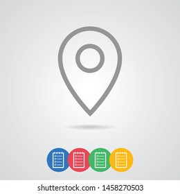 A linear location and navigation symbol and mark on the map icon.A sign of a route. An illustration of gps navigation and coordinates . The signn of location.