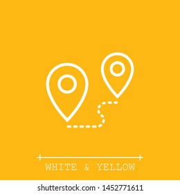 A linear location symbol and mark on the map vector icon.A sign of a route. An illustration of gps navigation and coordinates. A label on the map.