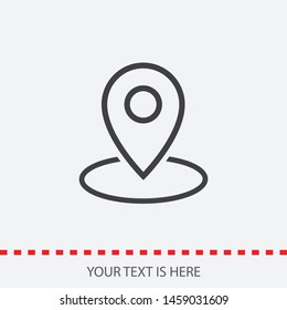 A linear location symbol and mark on the map vector icon. A label on the map. A sign of a route. An illustration of gps navigation and coordinates.