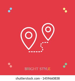 A linear location symbol and mark on the map vector icon.A sign of a route. An illustration of gps navigation and coordinates. A label on the map.