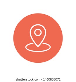 A linear location symbol and mark on the map vector icon. A label on the map. A sign of a route. An illustration of gps navigation and coordinates.