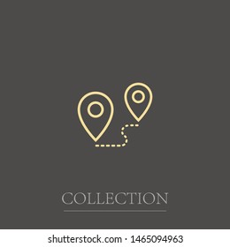 A linear location symbol and mark on the map vector icon.A sign of a route. An illustration of gps navigation and coordinates. A label on the map.