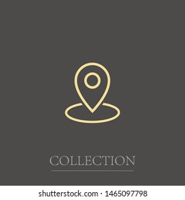 A linear location symbol and mark on the map vector icon. A label on the map. A sign of a route. An illustration of gps navigation and coordinates.