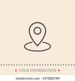 A linear location symbol and mark on the map vector icon. A label on the map. A sign of a route. An illustration of gps navigation and coordinates.