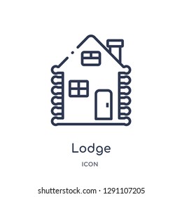 Linear lodge icon from Camping outline collection. Thin line lodge vector isolated on white background. lodge trendy illustration
