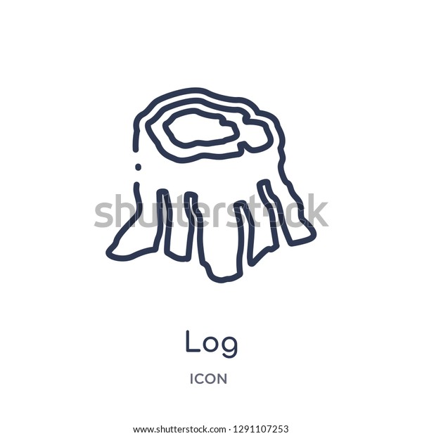 Linear Log Icon Camping Outline Collection Stock Vector Royalty Free