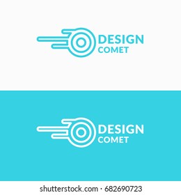 Linear logo comet. Sign for transportation company. Vector illustration.