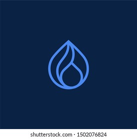 Linear logo design drop of water. Vector sign.