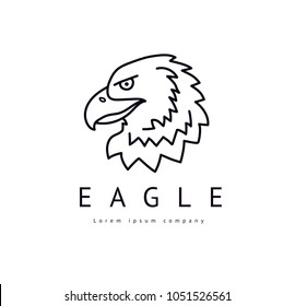Linear logo of an eagle. Vector line style icon. Eagle illustration. Eps 8. Clean and modern logotype. Luxury emblem. Simple and minimal.