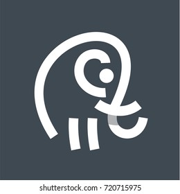 Linear Logo Elephant Modern Flat Style Illustration Design art