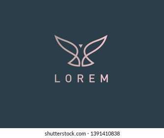 Linear logo icon bird in flight for a business company