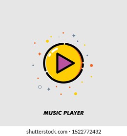 Linear Logo and Icon of Music Player for Website Or Application Illustration Simple Flat Design Vector