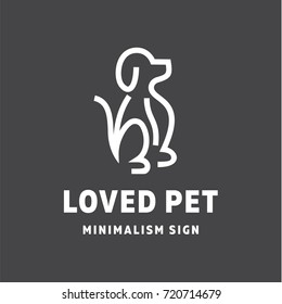 Linear logo love pet dogs modern flat style Design illustrations of animal pets art