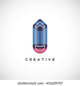linear logo a pencil on a color background