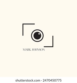 Linear logo of the photographer. Camera lens in a simple minimalistic style. Vector logo for  photographer