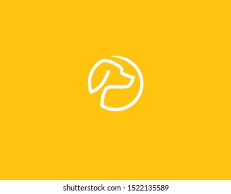 Linear logo silhouette of a dog's head in a circle for a company veterinary clinic