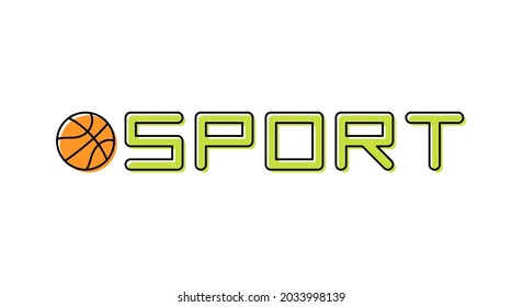 Logo lineal para Sort. Icono y título del baloncesto. Ilustración vectorial para carteles, afiches, capacitación y proyectos de competencia.