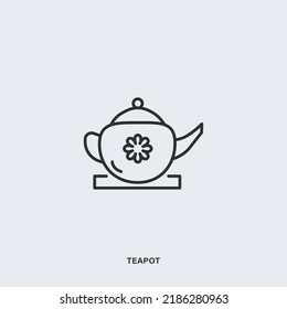 Linear logo with teapot against gray background