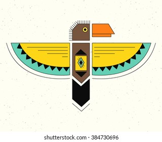 Linear logo thunderbird, Native American Indian Symbol. illustration. Geometric flat style. svg