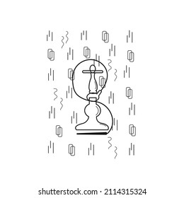 Linear logotype with hookah and geometrical ornament. Vector emblem isolated on white background.