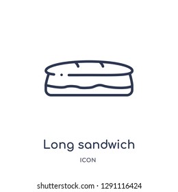 Linear long sandwich icon from Bistro and restaurant outline collection. Thin line long sandwich vector isolated on white background. long sandwich trendy illustration